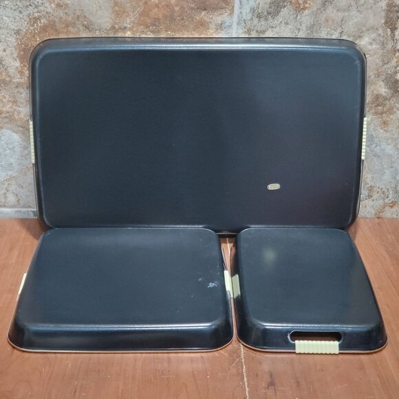 3 Piece Lacquered Tray Set Christmas Tree Scene Handled Lightweight Serving Tray - Picture 7 of 12